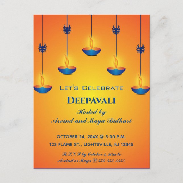 Convite Deepavali Editável (Frente)