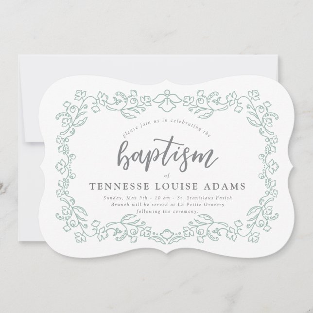 Convite Delicado De Bebê Floral (Frente)