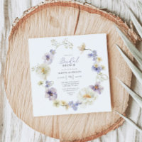 Convite Delicado de Flor Selvagem Roxa e Branca