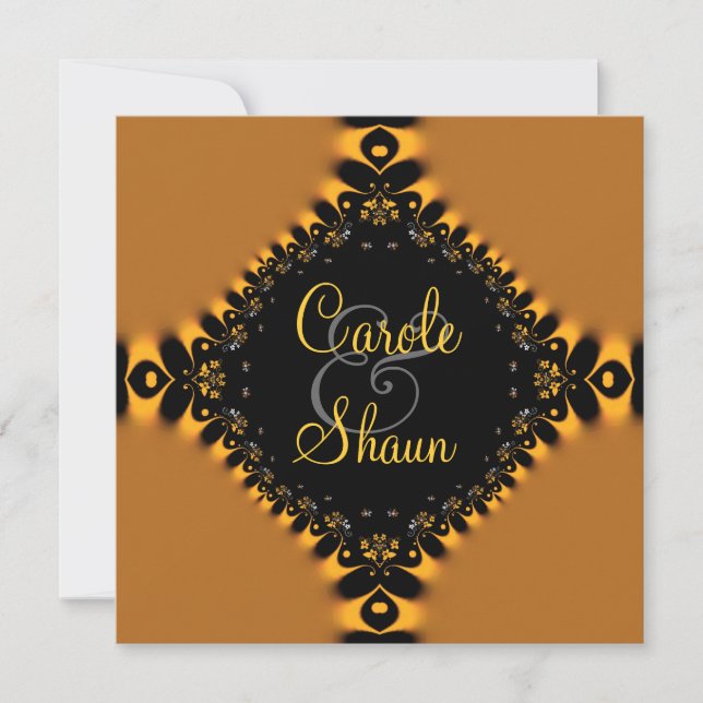 Convite Delicado Dourado para Casamento de Locais (Frente)