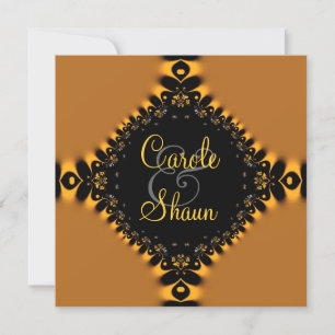 Convite Delicado Dourado para Casamento de Locais