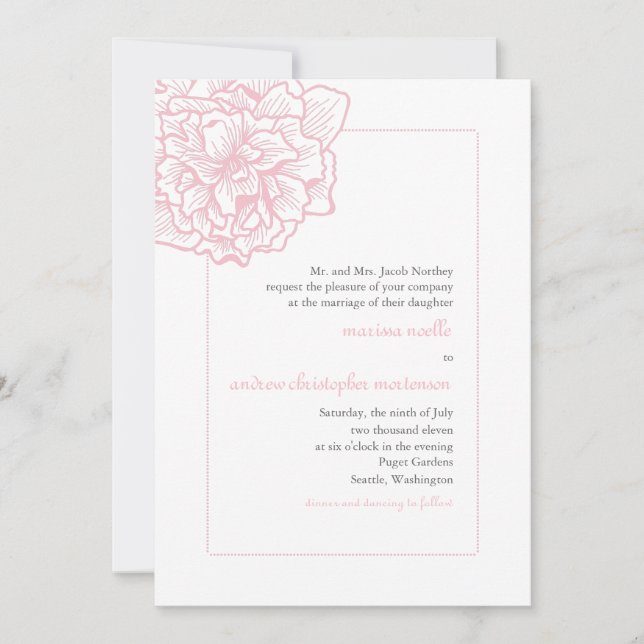 Convite Delicado para Casamento de Peony (Frente)