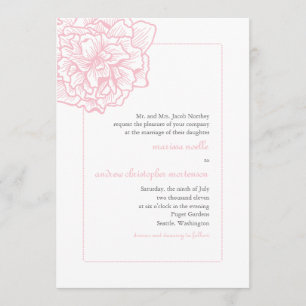 Convite Delicado para Casamento de Peony