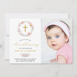 Convite Delicate Floral & Cotton Christening