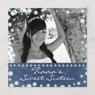 Convite Denim Diamonds Foto Imagem Doce 16