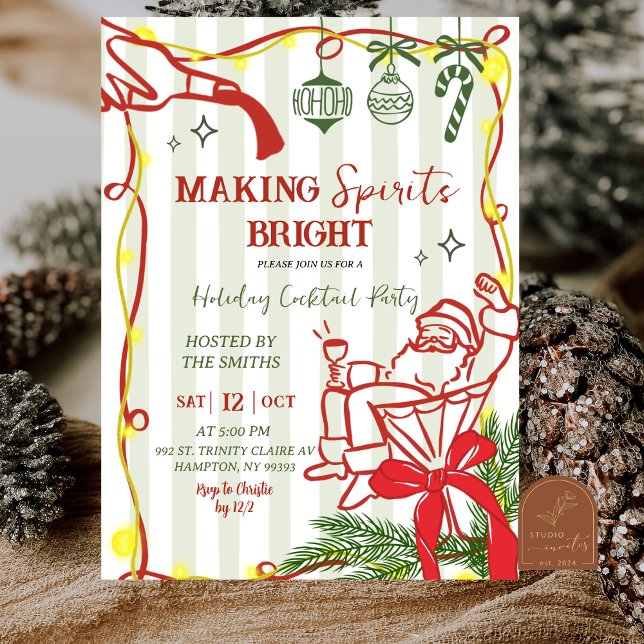 Convite Desenhado à Mão para Festa do Chá de Natal (Criador carregado)