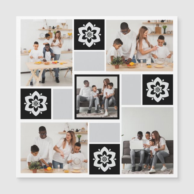 Convite Desenhe Seu Próprio Colagem de 5 Fotos Florais (Frente)