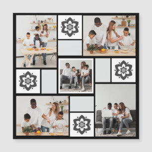 Convite Desenhe Seu Próprio Colagem Floral de 5 Fotos