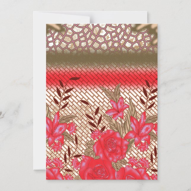 Convite Design de tecido de intricato com padrões florais (Frente)