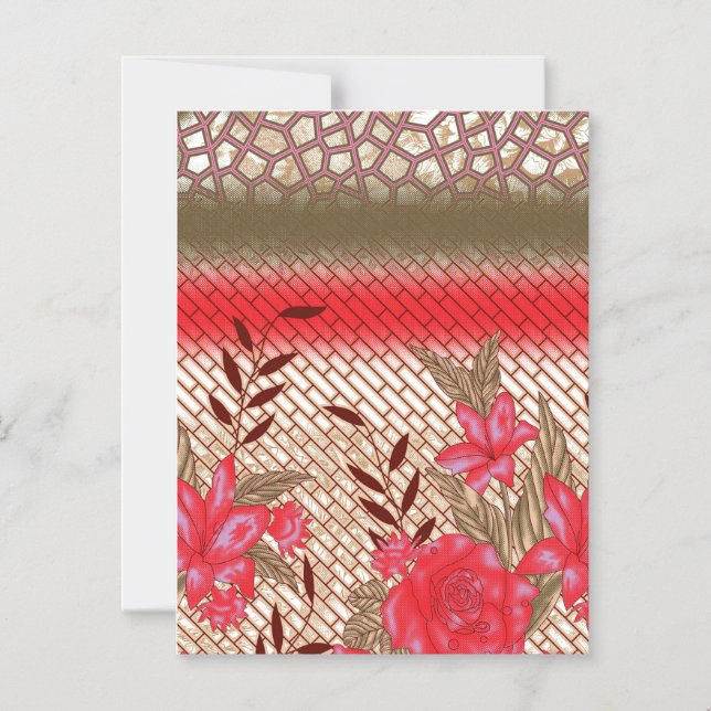 Convite Design de tecido de intricato com padrões florais (Frente)