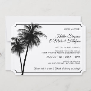 Convite Destination Palm Tree   Preto em Kraft