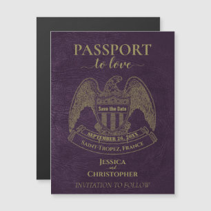 Convite Destino de Passaporte Roxo Casamento Salvar a Data
