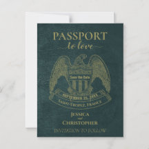 Destino do Passaporte Teal Casamento Salvar a Data