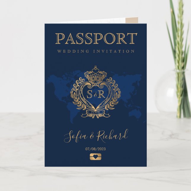 Convite Destino Passaporte Dourado Crest Itália (Frente)