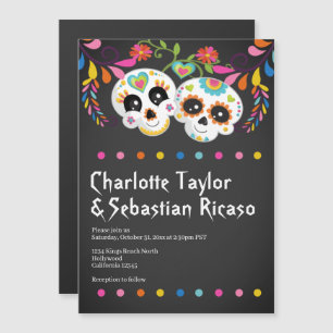 Convite Dia do Caveira do Casamento Colorido Morto