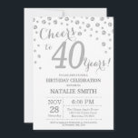 Convite Diamante de aniversário de 40 anos Silver<br><div class="desc">Convite para aniversário de 40 anos com o Fundo do Diamante Glitter Silver. Prata Confetti. Aniversário Adulto. Homens ou Mulheres Aniversário. Para mais personalização,  clique no botão "Personalizar" e use nossa ferramenta de design para modificar este modelo.</div>