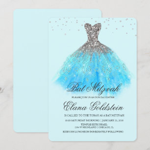 Convite Diamante de Bat Mitzvah com Brilho