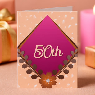 Convite Diamante Magenta Com Folhas Aniversário I