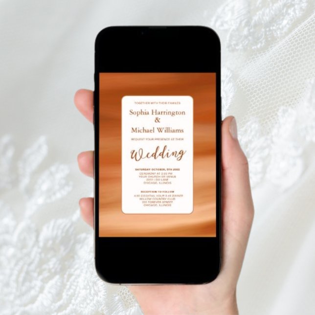 Convite Digital de Casamento Terracotta QR (Criador carregado)