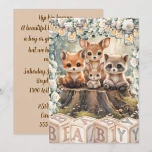Convite Digital de Chuvinha de Animais da Floresta