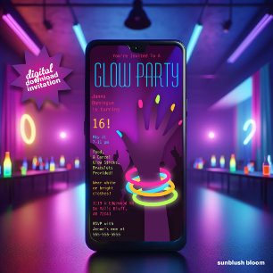 Convite Digital de Festa Adolescente que Brilha no