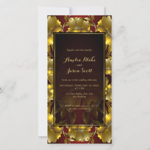 Convite Digital Floral Dourado Gravado e Luxuoso