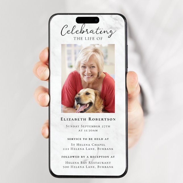 Convite Digital Funeral de Foto Marble (Criador carregado)