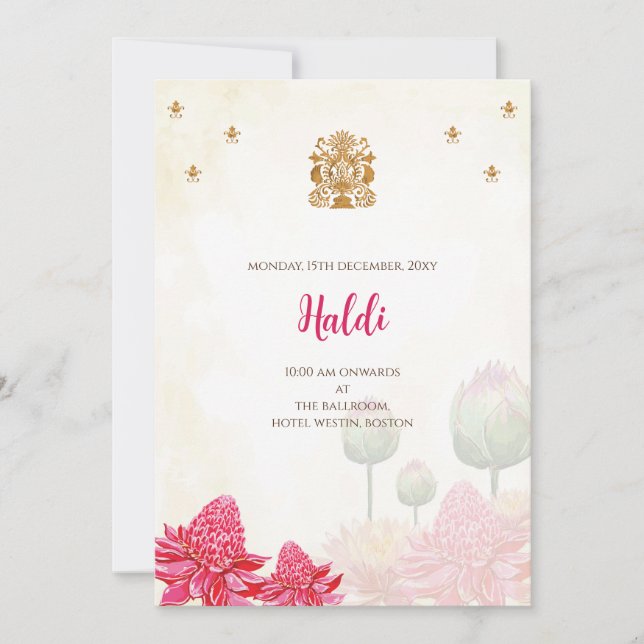 Convite digital Haldi & cartão de casamento indian (Frente)