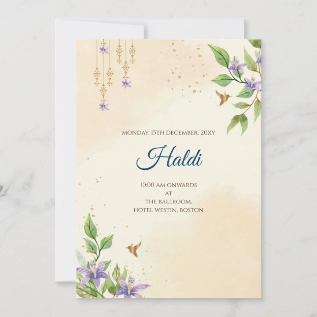 Convite digital Haldi & cartão de casamento indian (Frente)