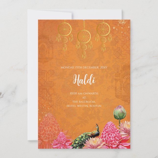 Convite digital Haldi & cartão de casamento indian (Frente)