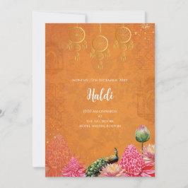 Convite digital Haldi & cartão de casamento indian