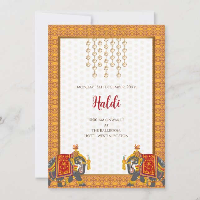Convite digital Haldi & cartão de casamento indian (Frente)