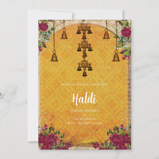 Convite digital Haldi & cartão de casamento indian (Frente)