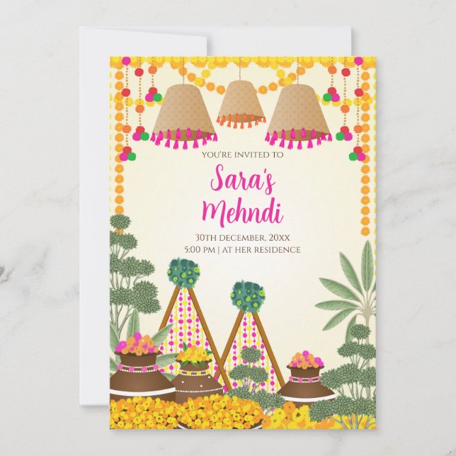 Convite Digital Henna & Convite Digital Haldi (Frente)