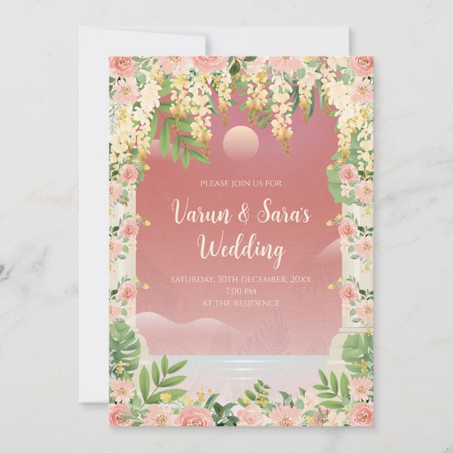 Convite digital indiano - Cartão de casamento indi (Frente)