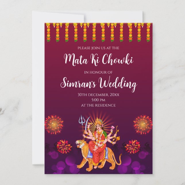 Convite Digital Mata ki Chowki & Maa Sherawali (Frente)