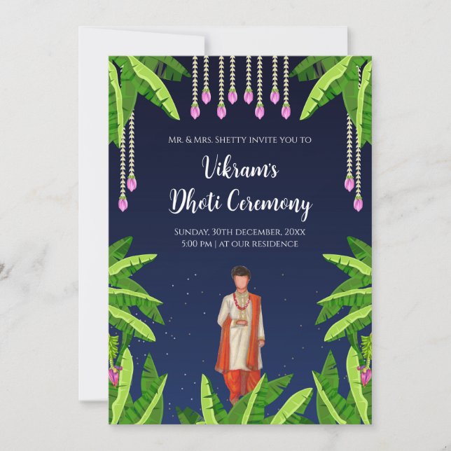 Convite digital para Cerimônia de Dhoti de menino (Frente)