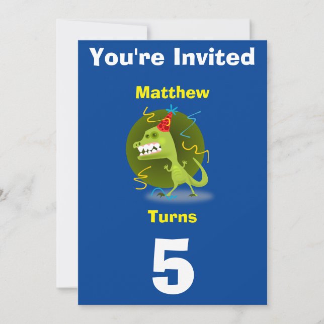 Convite Dinossauro Personalizado - Apelido de aniv (Frente)