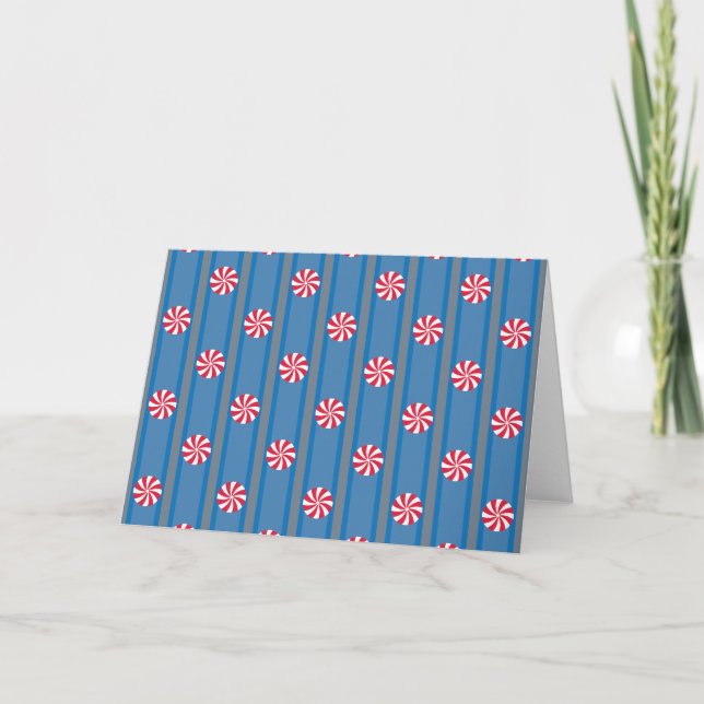 Convite Diversão e Elegante Doce de Natal de Hortelã Azul (Frente)
