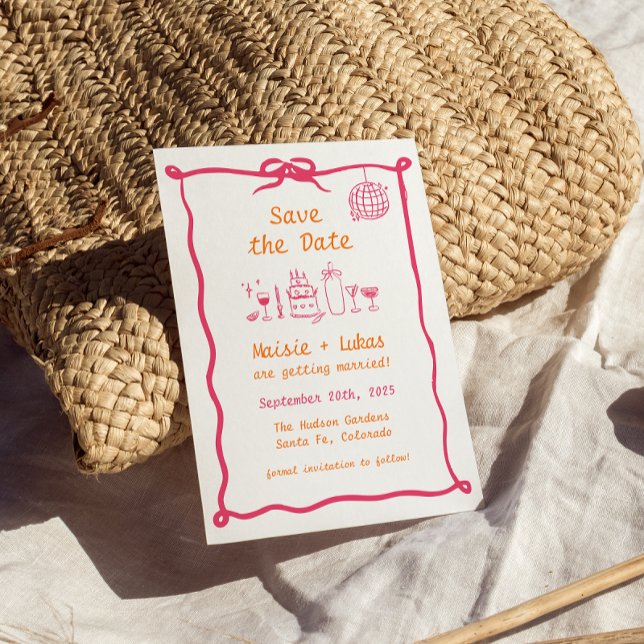 Convite Divertido de Data de Salvamento com Borda  (Criador carregado)