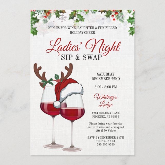 Convite Divertido para Festa de Natal com Drinks e (Frente)