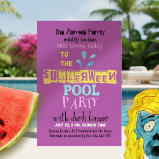 Convite Divertido para Festa de Zumbis no Verão