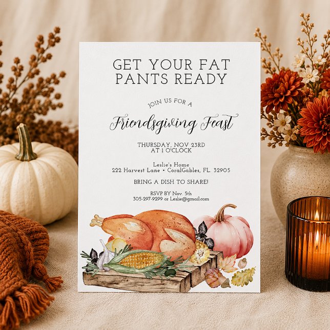 Convite Divertido para o Jantar de Ação de Graças  (Thanksgiving Feast Invitation)