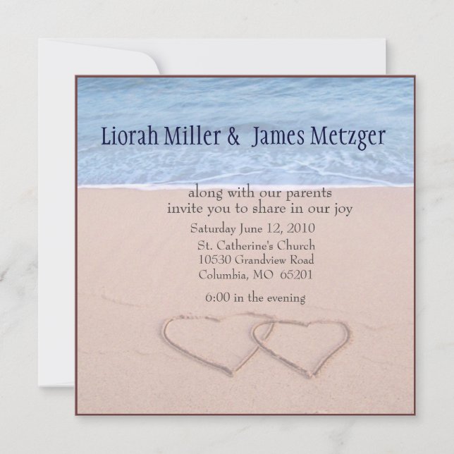 convite diy do casamento de praia (Frente)