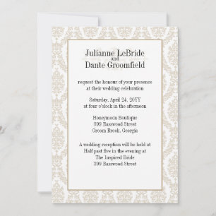 Convite DIY do Casamento tema damasco do Khaki Des