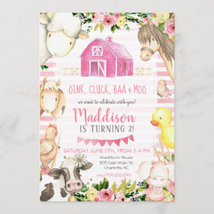 Convite do aniversário da fazenda da menina
