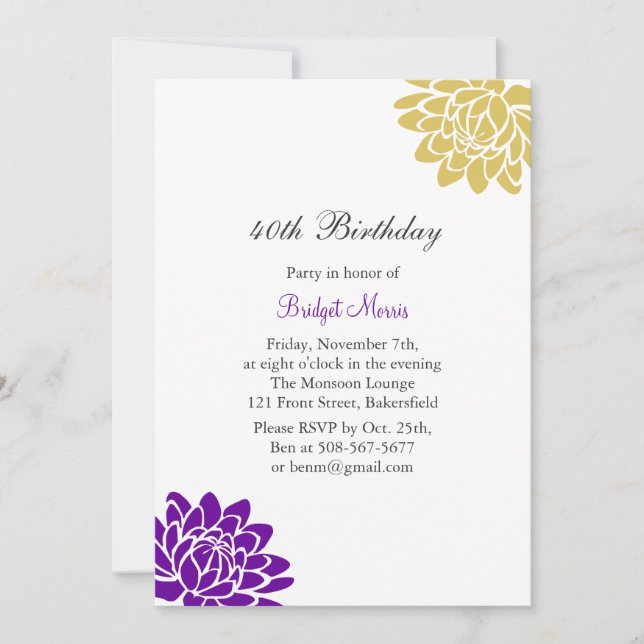 Convite do aniversário da flor de Lotus (Frente)