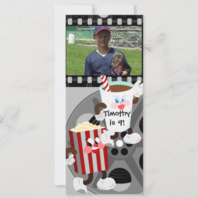 Convite do aniversário da noite de cinema (Frente)