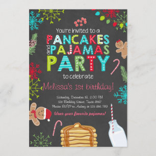 Convite do aniversário da panqueca e dos pijamas