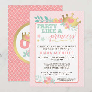 Convite do aniversário da princesa bebé